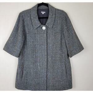 J Jill Tweed Snap Jacket Blazer Small EUC Business Minimalist Classic Layering